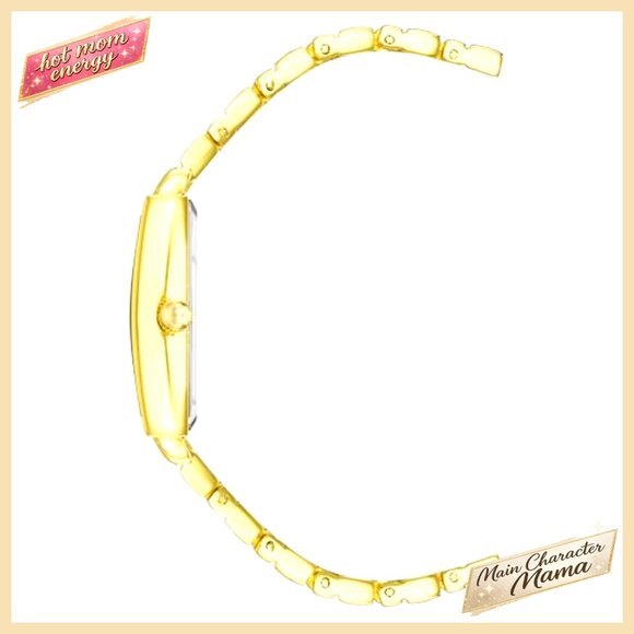 Gold-Tone Bracelet Watch with Mineral Crystal, Adjustable Link Band